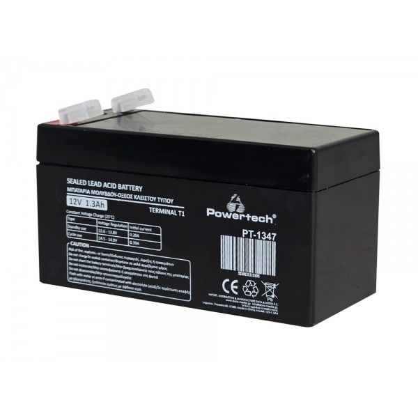 POWERTECH μπαταρία μολύβδου PT-1347, 12V 1.3Ah, T1 Μπαταρίες UPS