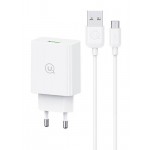 USAMS φορτιστής τοίχου SCXLTZ01 με καλώδιο micro USB, USB, 18W, λευκός Φορτιστές Κινητών
