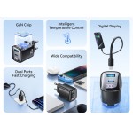 USAMS φορτιστής τοίχου US-CC229, USB & USB-C, 30W, GaN, μαύρος Φορτιστές Κινητών