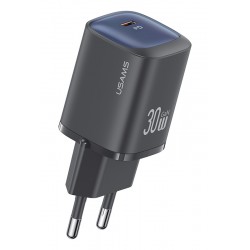 USAMS φορτιστής τοίχου US-CC251, USB-C, 30W, GaN, μαύρος Φορτιστές Κινητών