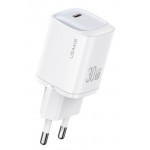 USAMS φορτιστής τοίχου US-CC251, USB-C, 30W, GaN, λευκός Φορτιστές Κινητών