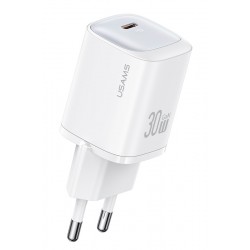 USAMS φορτιστής τοίχου US-CC251, USB-C, 30W, GaN, λευκός Φορτιστές Κινητών