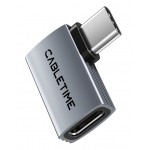 CABLETIME αντάπτορας USB-C CT-OTG41-AG, γωνιακός, USB4, 240W, 40Gbps, 8K, γκρι USB-C (Type-C)