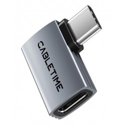 CABLETIME αντάπτορας USB-C CT-OTG41-AG, γωνιακός, USB4, 240W, 40Gbps, 8K, γκρι USB-C (Type-C)