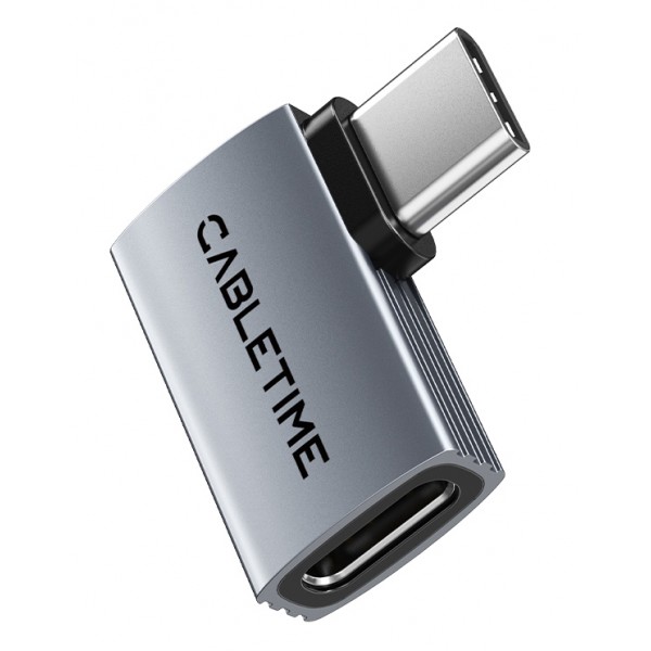 CABLETIME αντάπτορας USB-C CT-OTG41-AG, γωνιακός, USB4, 240W, 40Gbps, 8K, γκρι USB-C (Type-C)