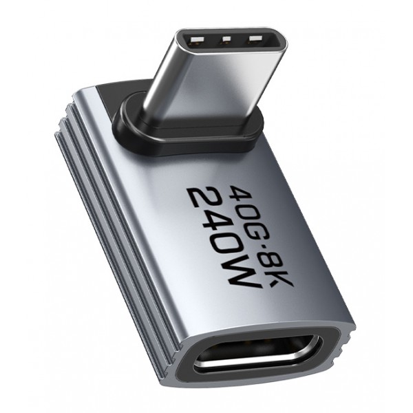 CABLETIME αντάπτορας USB-C CT-OTG42-AG, γωνιακός, USB4, 240W, 40Gbps, 8K, γκρι USB-C (Type-C)