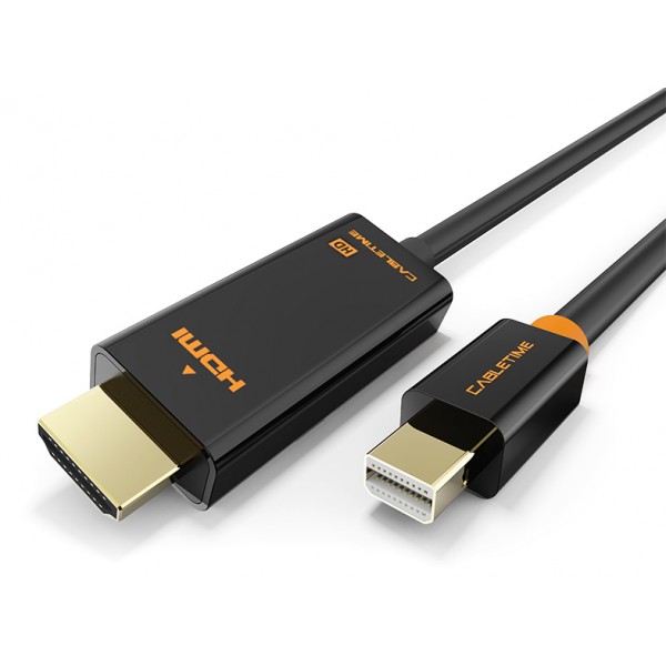 CABLETIME καλώδιο mini DisplayPort σε HDMI CT-AV588-03G, 1080p/60Hz, 1.8m, μαύρο Εικόνα