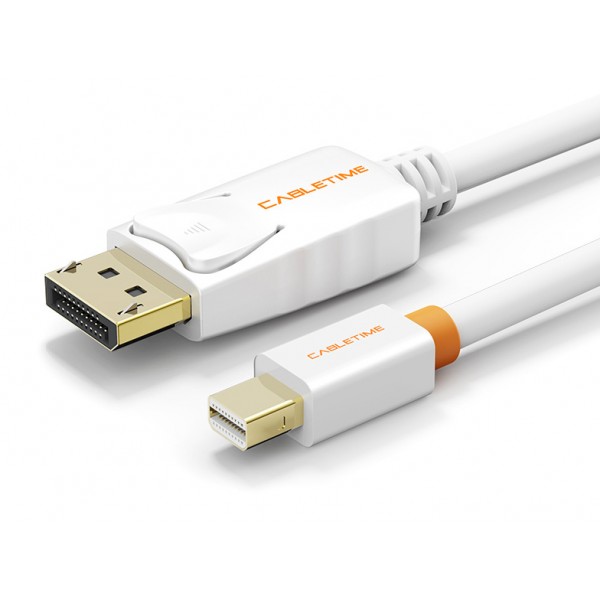 CABLETIME καλώδιο mini DisplayPort σε DisplayPort CT-AV588-02G, 4K/60Hz, 1m, λευκό Εικόνα