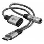 GOOBAY αντάπτορας USB-C σε 3.5mm & USB-C 74524, 60W, 480Mbps, γκρι USB-C (Type-C)