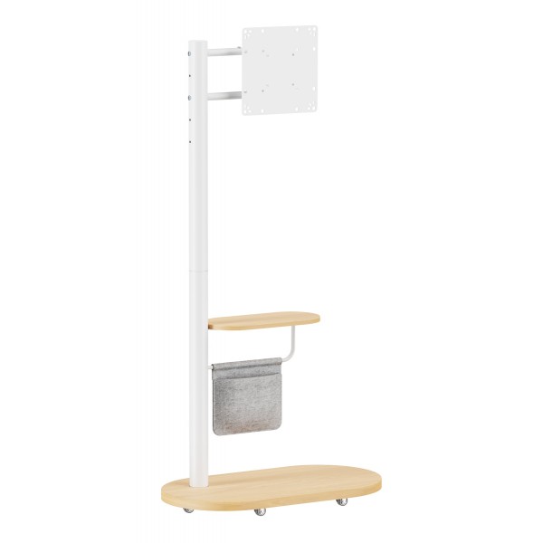 BRATECK βάση τηλεόρασης δαπέδου FS54-22T-02W, 17-43", έως 15kg, με ράφι & ροδάκια, λευκή Βάσεις TV - Projectors - PC