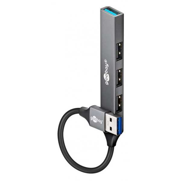 GOOBAY USB hub 74456, 4x θυρών, USB 3.2, 5Gbps, USB σύνδεση, γκρι USB Hubs - Card Readers