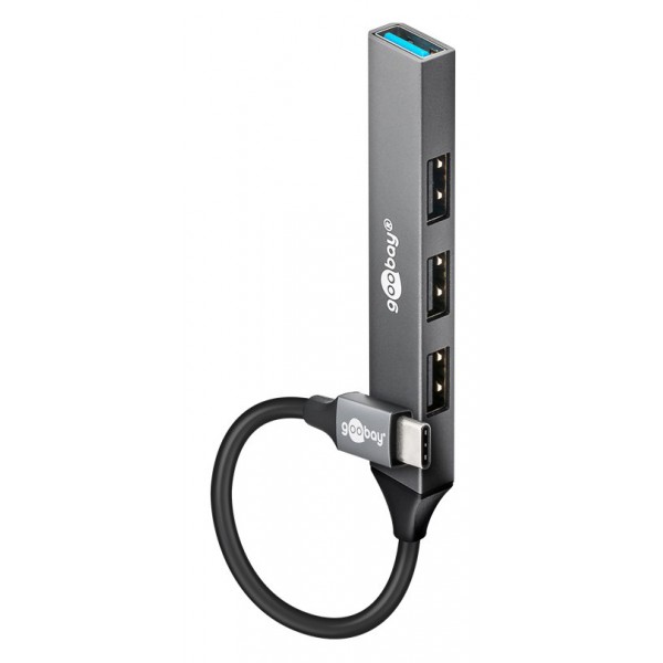 GOOBAY USB hub 74457, 4x θυρών, USB 3.2, 5Gbps, USB-C σύνδεση, γκρι USB Hubs - Card Readers