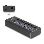DELOCK USB hub 64326 με διακόπτες, 7x θυρών, 10Gbps, USB/USB-C σύνδεση, μαύρο USB Hubs - Card Readers