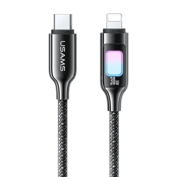 USAMS καλώδιο Lightning σε USB-C SJ749, 30W, 480Mbps, 1.2m, μαύρο USB-C (Type-C)