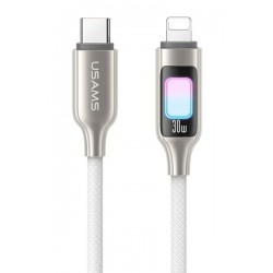 USAMS καλώδιο Lightning σε USB-C SJ749, 30W, 480Mbps, 1.2m, λευκό USB-C (Type-C)