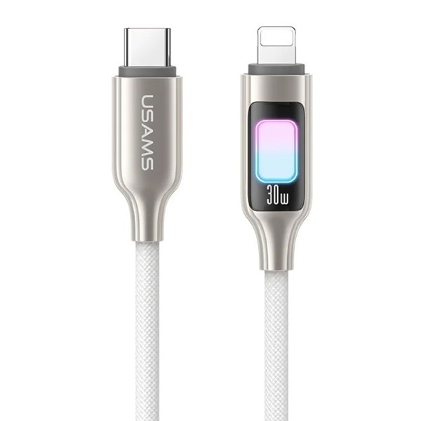 USAMS καλώδιο Lightning σε USB-C SJ749, 30W, 480Mbps, 1.2m, λευκό USB-C (Type-C)