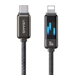 USAMS καλώδιο Lightning σε USB-C SJ743, 30W, 480Mbps, 1.2m, μαύρο USB-C (Type-C)