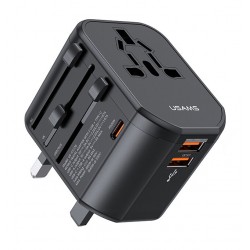 USAMS φορτιστής/αντάπτορας πρίζας US-CC179, USB-C & 2x USB, universal, 20W, μαύρος Φορτιστές Κινητών