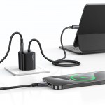 USAMS φορτιστής τοίχου CC264 με καλώδιο, USB-C, 30W, GaN, μαύρος Φορτιστές Κινητών