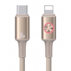 USAMS καλώδιο Lightning σε USB-C SJ753, 30W, 480Mbps, 1.2m, μπεζ USB-C (Type-C)