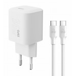 POWERTECH φορτιστής τοίχου PT-1350 με καλώδιο, USB-C, 36W, GaN, λευκός Φορτιστές Κινητών