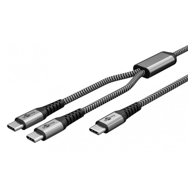 GOOBAY καλώδιο USB-C σε 2x USB-C 75739, 60W, 480Mbps, 1.5m, γκρι USB-C (Type-C)