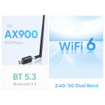 POWERTECH ασύρματος USB αντάπτορας δικτύου & Bluetooth 5.3 PT-1386, 900Mbps WiFi 6 Κάρτες Δικτύου - USB Dongles