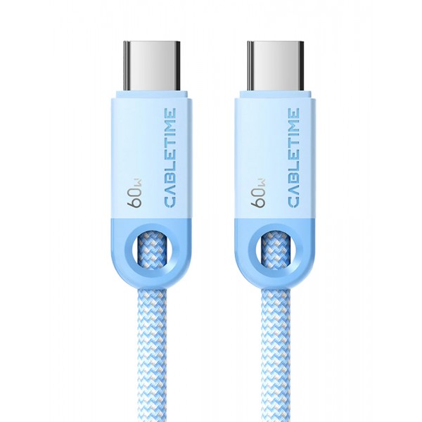 CABLETIME καλώδιο USB-C CT-CM60-PBL, 60W PD, 480Mbps, 0.25m, μπλε USB-C (Type-C)