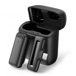 APEXEL ασύρματο μικρόφωνο APL-MIC007 με θήκη φόρτισης, USB-C, 2.4GHz, μαύρο Αξεσουάρ κινητών