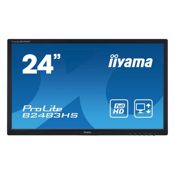 IIYAMA used οθόνη B2483HS LED, 24" Full HD, VGA/HDMI/DisplayPort, χωρίς βάση, Grade B Used Οθόνες PC