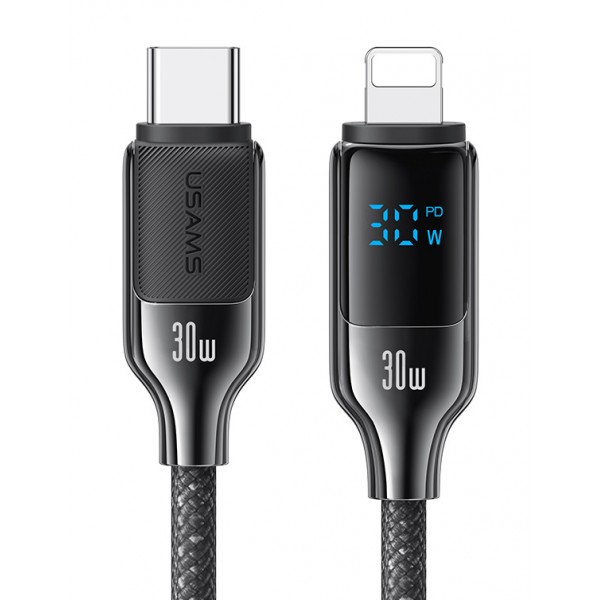 USAMS καλώδιο Lightning σε USB-C SJ741, 30W, 480Mbps, 1.2m, μαύρο USB-C (Type-C)