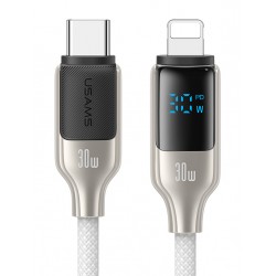 USAMS καλώδιο Lightning σε USB-C SJ741, 30W, 480Mbps, 1.2m, λευκό USB-C (Type-C)