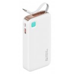 USAMS power bank CD224 με καλώδιο USB-C, 2x θύρες εξόδου, 10000mAh, 20W, λευκό Power Bank
