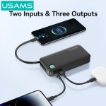 USAMS power bank CD224 με καλώδιο USB-C, 2x θύρες εξόδου, 10000mAh, 20W, λευκό Power Bank
