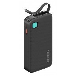 USAMS power bank CD225 με καλώδιο Lightning, 2x θύρες εξόδου, 10000mAh, 20W, μαύρο Power Bank