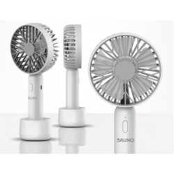 BRUNO φορητός ανεμιστήρας χειρός BRN-0229, επαναφορτιζόμενος, με βάση & λουράκι μεταφοράς, λευκός/γκρι Ανεμιστήρες