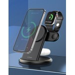 LDNIO ασύρματος φορτιστής WL02 με LED φωτισμό, 3 σε 1, 15W, μαύρος Φορτιστές Κινητών