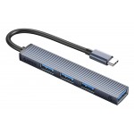 ORICO USB hub AHC2-4A, 4x θυρών, USB 3.0, 5Gbps, USB-C σύνδεση, γκρι USB Hubs - Card Readers