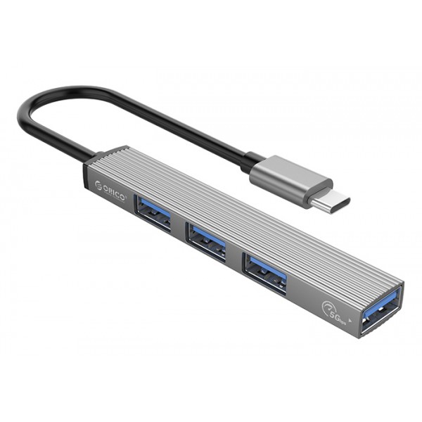 ORICO USB hub AH-13, 4x θυρών, USB 3.0, 5Gbps, USB-C σύνδεση, γκρι USB Hubs - Card Readers