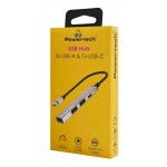 POWERTECH USB hub PT-1413, 4x θυρών, USB 3.2, 5Gbps, USB σύνδεση, γκρι USB Hubs - Card Readers