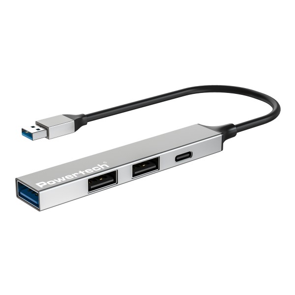POWERTECH USB hub PT-1413, 4x θυρών, USB 3.2, 5Gbps, USB σύνδεση, γκρι USB Hubs - Card Readers