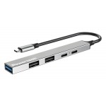 POWERTECH USB hub PT-1414, 5x θυρών, USB 3.2, 5Gbps, 100W, USB-C σύνδεση, γκρι USB Hubs - Card Readers
