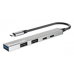 POWERTECH USB hub PT-1414, 5x θυρών, USB 3.2, 5Gbps, 100W, USB-C σύνδεση, γκρι USB Hubs - Card Readers