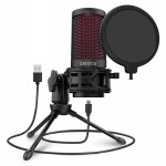 CMTECK επιτραπέζιο μικρόφωνο XM550 με pop φίλτρο, καρδιοειδές, USB, μαύρο Μικρόφωνα