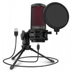CMTECK επιτραπέζιο μικρόφωνο XM550 με pop φίλτρο, καρδιοειδές, USB, μαύρο Μικρόφωνα