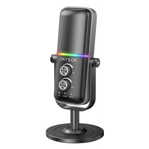 CMTECK επιτραπέζιο μικρόφωνο XM600, omnidirectional/καρδιοειδές, USB, RGB LED, μαύρο Μικρόφωνα