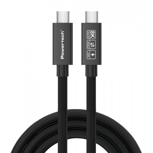 POWERTECH καλώδιο USB-C PTR-0165, USB4, 240W, 40Gbps, 8K/60Hz, 1m, μαύρο USB-C (Type-C)