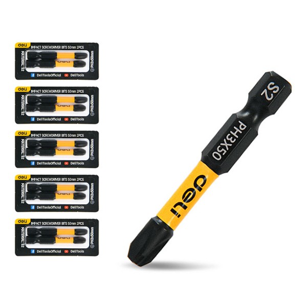 DELI σετ μύτες κατσαβιδιού DL501003Z για δραπανοκατσάβιδο, σταυρωτές, PH3x50mm, 10τμχ Κατσαβίδια