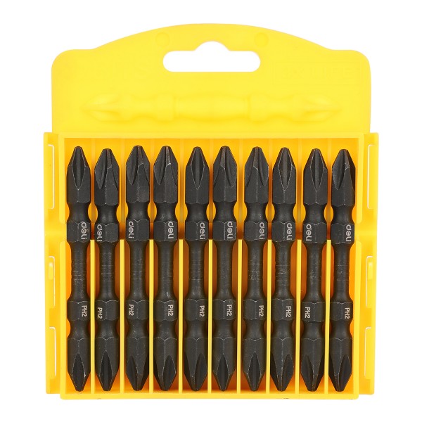 DELI σετ μύτες κατσαβιδιού DL252202 για δραπανοκατσάβιδο, διπλή κεφαλή, σταυρωτές, PH2x65mm, 10τμχ Κατσαβίδια