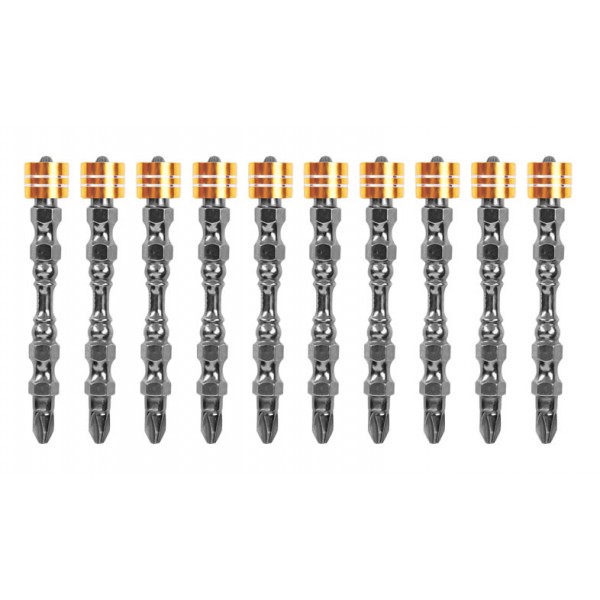 DELI σετ μύτες κατσαβιδιού DL255065 για δραπανοκατσάβιδο, διπλή κεφαλή, PH2x65mm, με μαγνητικό ring, 10τμχ Κατσαβίδια